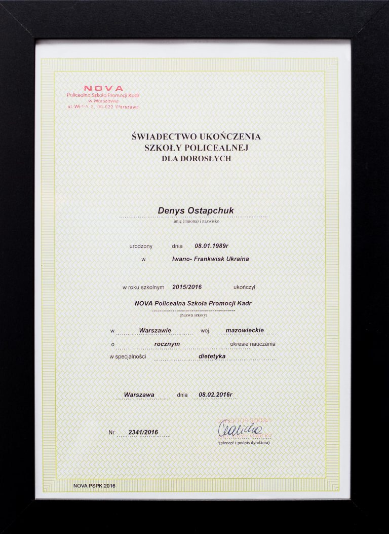 Certyfikat Terapeuta Manualny - Denis chiropraktyk terapeuta manualny Warszawa Zmysł Ciała